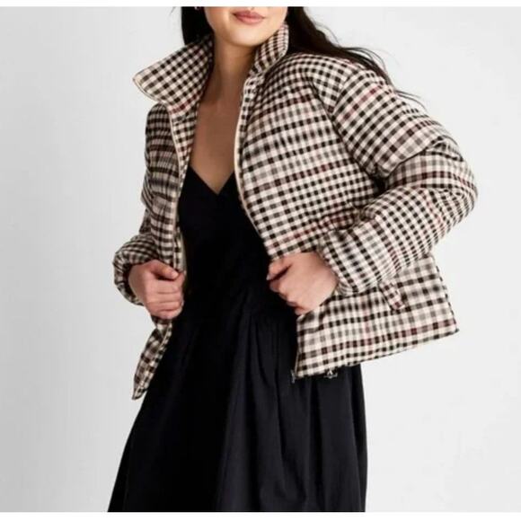 Future Collective Reese Blutstein Plaid Puffer Coat XS Checkered Zip Up Jacket - Picture 4 of 15